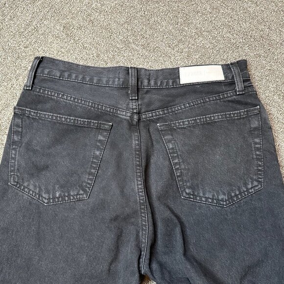 Re/Done Black / Grey Cuffed Straight Leg High Waisted Jeans in Women's Size 28 - Picture 6 of 6